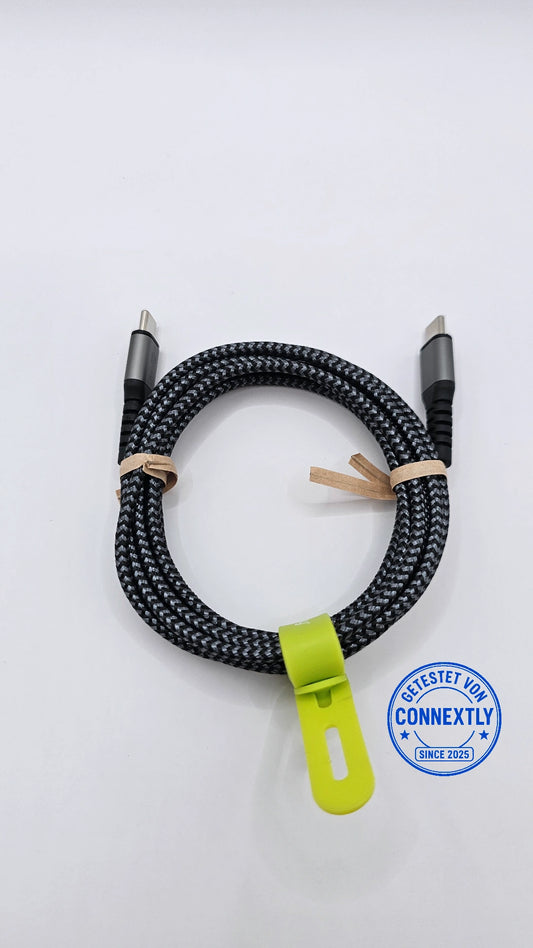 USB-C auf USB-C Textil Kabel mit Metallstecker 2m